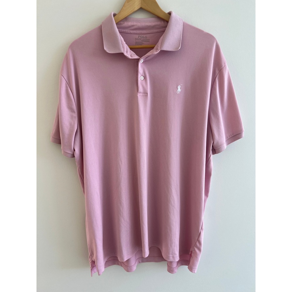 Polo Ralph Lauren Men XL Pink Mauve Performance Polo Old Money Quiet Luxury Golf